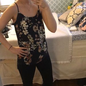 Ann Taylor loft navy floral tank